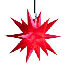 STERNTALER LED-stjerne, ude, 18-takket, Ø 12 cm, batteri, rød