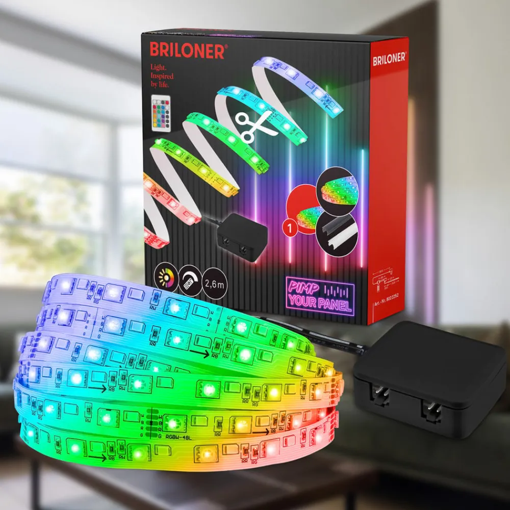 Briloner Dekorationsbelysning>LED-strip Pimp your panel, startsæt, RGBW, længde 2,6 m