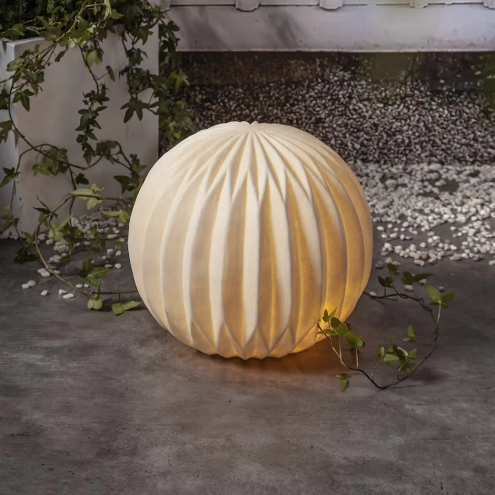 STAR TRADING Dekorationsbelysning>LED-terrasselampe Sandy, Ø 30 cm hvid plast batteri