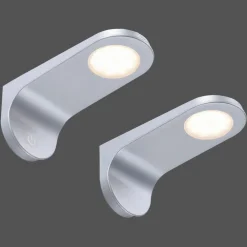Paul Neuhaus LED-underskabsbelysning Amon, sølv, 15 cm lang, sæt med 2, dæmpbar