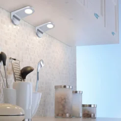 Paul Neuhaus LED-underskabsbelysning Amon, sølv, 15 cm lang, sæt med 2, dæmpbar