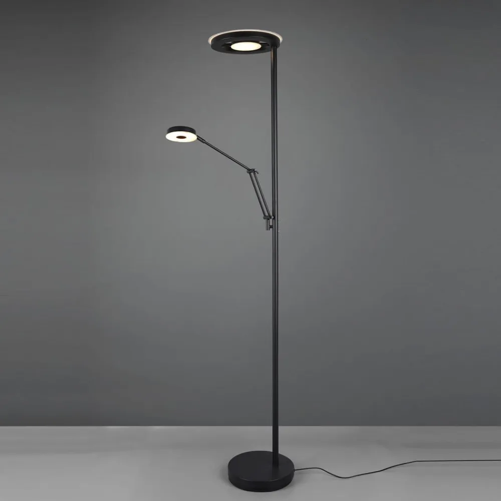 Trio Lighting Gulvlamper>LED-uplight Barrie med læselampe, sort mat