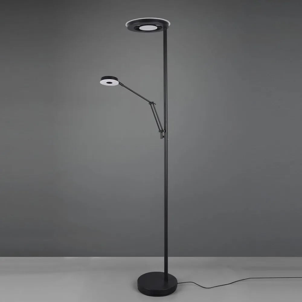 Trio Lighting Gulvlamper>LED-uplight Barrie med læselampe, sort mat