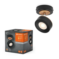 LEDVANCE Pluto LED-vægspot, stål, træ, sort