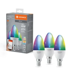 LEDVANCE SMART+ Smarte Lyskilder>LED, stearinlys, E14, 4,9 W, CCT, RGB, WiFi, 3 enheder