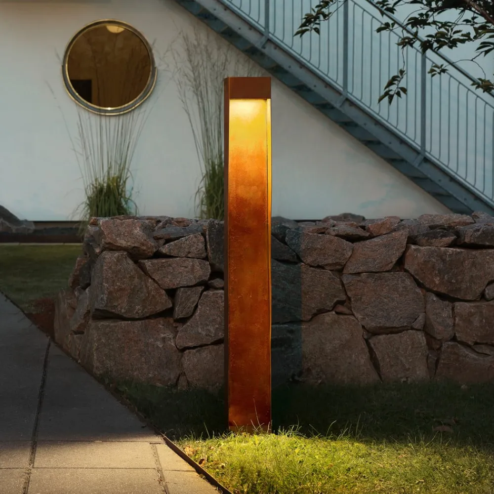 Konstsmide Gadebelysning>LED-vejlampe Rho, rustfarvet, højde 100 cm, metal, IP54