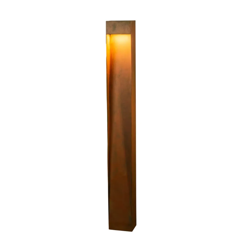 Konstsmide Gadebelysning>LED-vejlampe Rho, rustfarvet, højde 100 cm, metal, IP54
