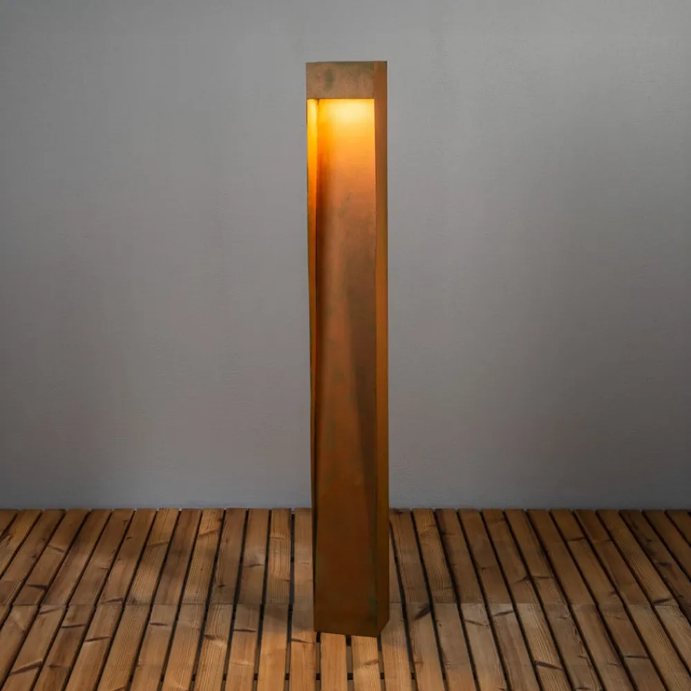 Konstsmide Gadebelysning>LED-vejlampe Rho, rustfarvet, højde 100 cm, metal, IP54