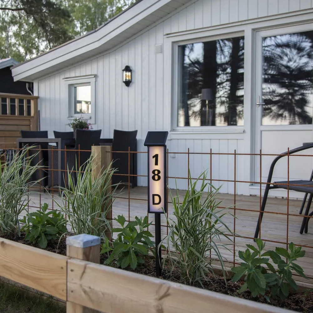 STAR TRADING LED-vejlampe solcelle Pathy med husnummer