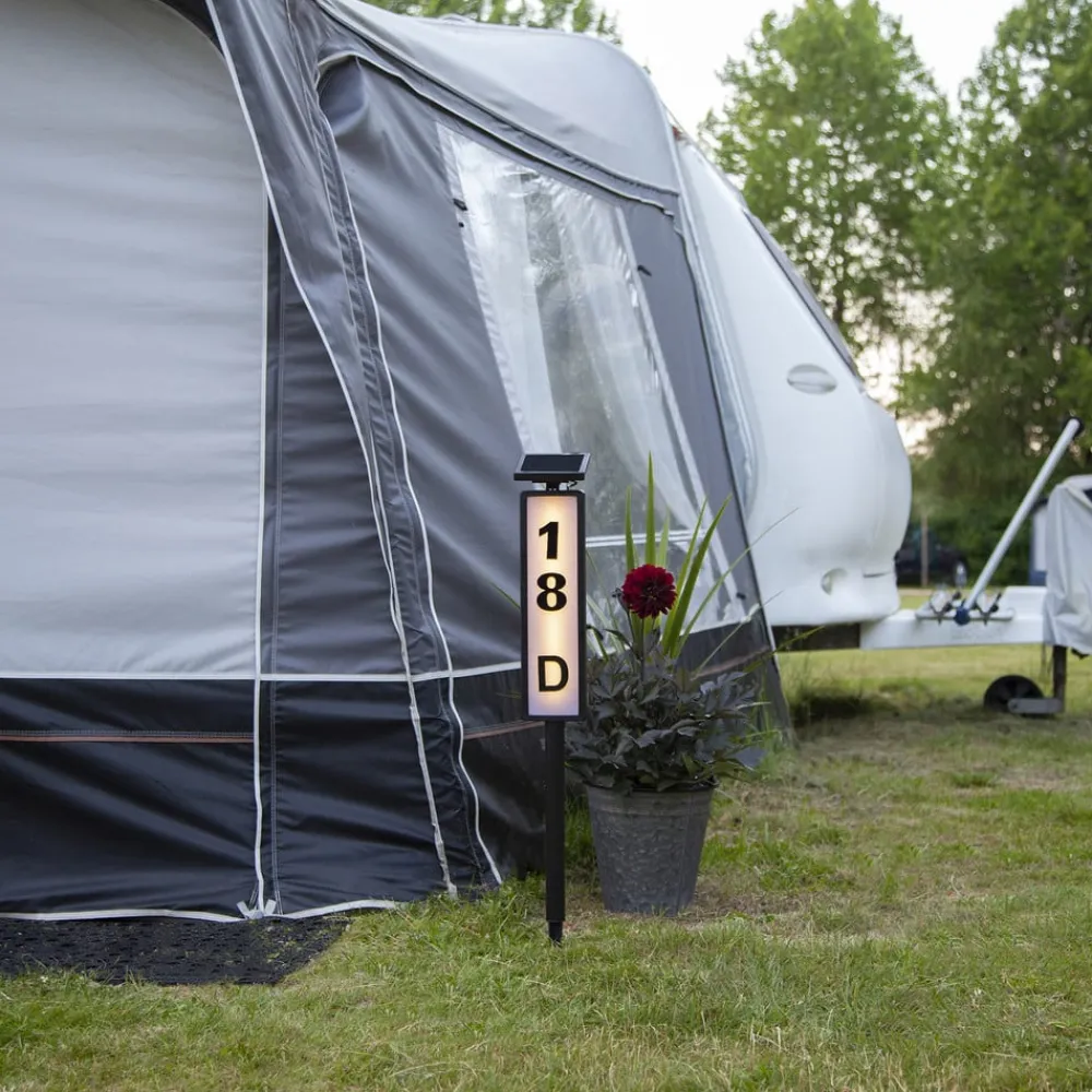 STAR TRADING LED-vejlampe solcelle Pathy med husnummer