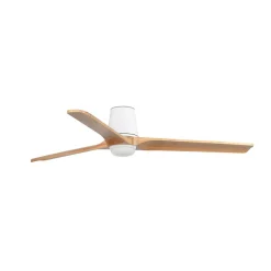 FARO BARCELONA Loftventilatorer>LED-ventilator Heywood L, hvid/træfarvet, DC, støjsvag, CCT