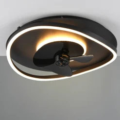 Reality Leuchten LED-ventilator Sortland, DC, støjsvag, 50 cm, CCT, fjernbetjening