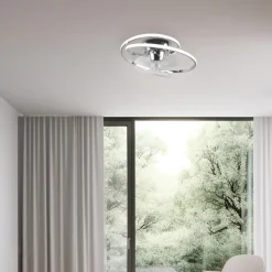 Reality Leuchten LED-ventilator Umea, krom, DC, støjsvag, Ø 50 cm, CCT, fjernbetjening