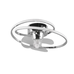 Reality Leuchten LED-ventilator Umea, krom, DC, støjsvag, Ø 50 cm, CCT, fjernbetjening