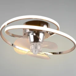 Reality Leuchten LED-ventilator Umea, krom, DC, støjsvag, Ø 50 cm, CCT, fjernbetjening