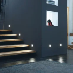 LED-vægindbygningslampe Wall F, grå, 0,9 W, 7,5 x 7,5 cm^Hera Outlet