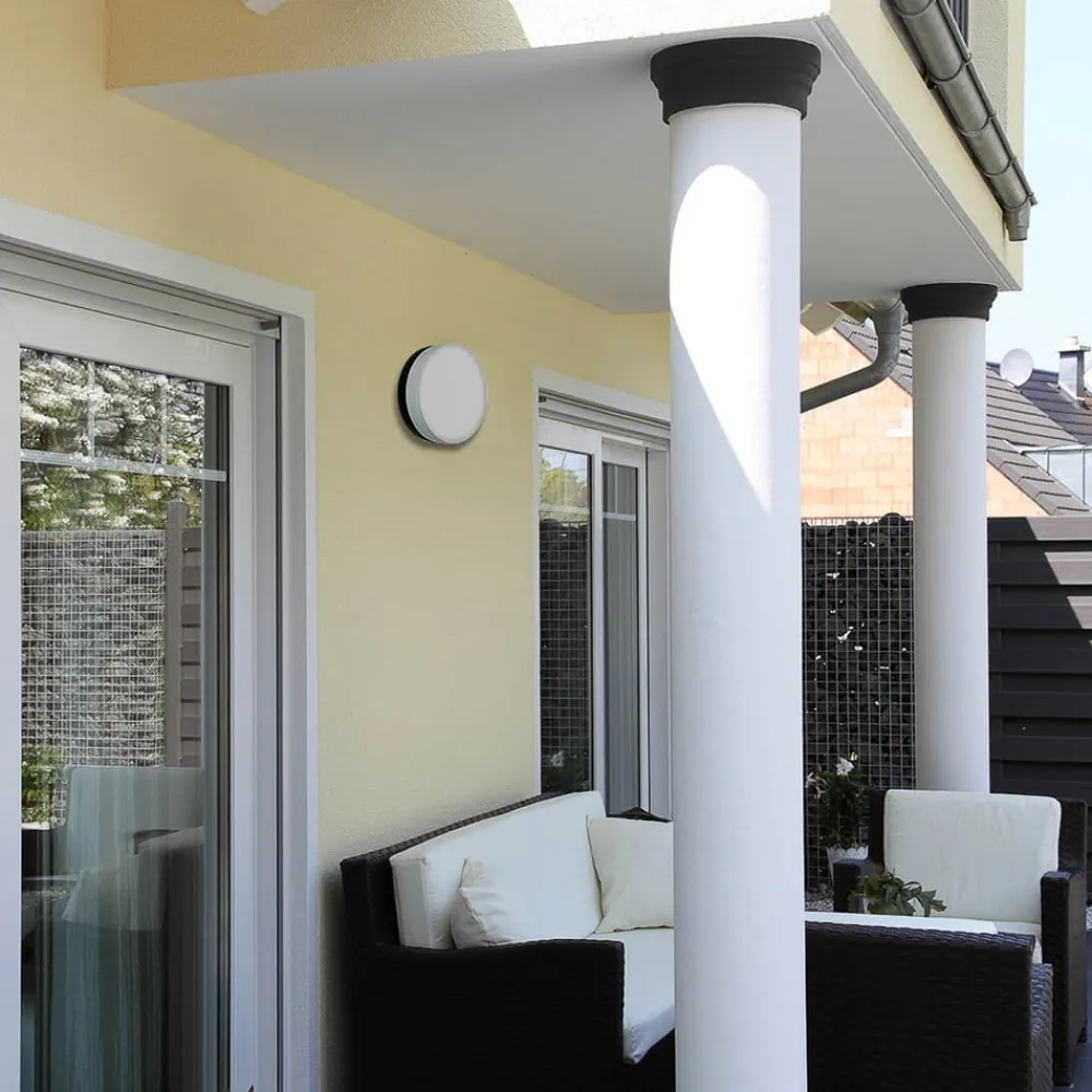 Albert Leuchten Væglamper>LED-væglampe 6309 antracit, IP65, Ø 31 cm