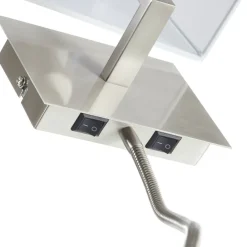 LED-væglampe 6519 med LED-læselampe, satineret sølv^Searchlight Sale