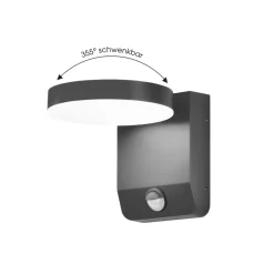 CMD LED-væglampe 9083, sensor, antracit, 16 cm, CCT, IP54