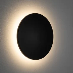 Nowodvorski Lighting LED-væglampe Aria M, sort, aluminium, Ø 18 cm