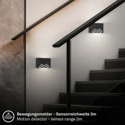 LED-væglampe Chat, sort, 16 cm, plast, sensor^Briloner Discount