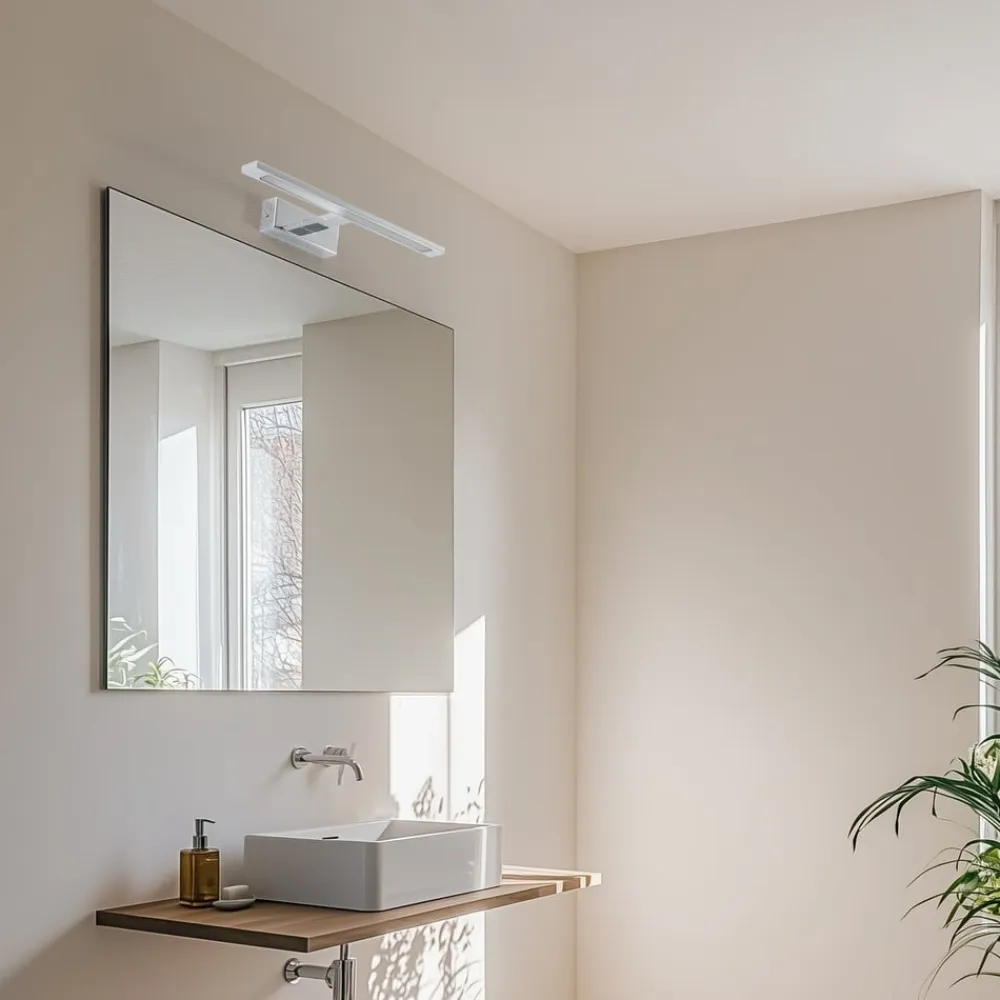 TK Lighting LED-væglampe Gallery kromfarvet metal bredde 41,5 cm IP44