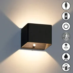 LED-væglampe Magnetics, sort, USB, bevægelsessensor^FH Lighting Sale