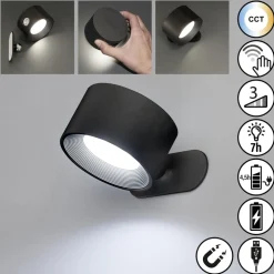 LED-væglampe Magnetics, sort, CCT, med magnet^FH Lighting Discount