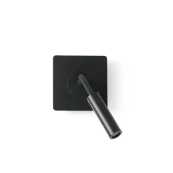 FARO BARCELONA LED-væglampe Mood, sort, træ, metal, udspring 33 cm