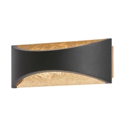 FISCHER & HONSEL Væglamper>LED-væglampe Rio, sort/bladguld, bredde 23 cm, metal