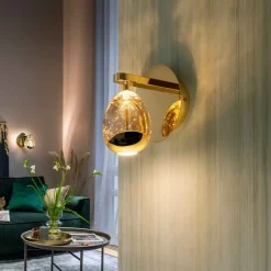 Schuller Valencia LED-væglampe Rocio, metal, glas, 1-lys, guld