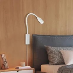 FISCHER & HONSEL LED-væglampe Sten, hvid, højde 61 cm, gestusstyring