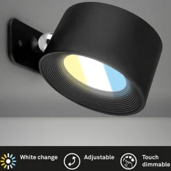 LED-væglampe Tari, sort, CCT, touchdæmper, USB^Briloner Hot
