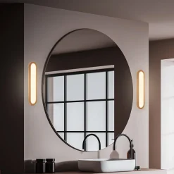 Briloner Væg- Og Spejllamper>LED-væglampe til badeværelset Pil, træfarvet, bredde 35 cm, plast