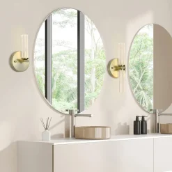 LED-væglampe til badeværelset Aberdeen, højde 24 cm, messingfarvet metal^Searchlight