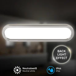 LED-væglampe til badeværelset Pil, kromfarvet, bredde 35 cm, plast^Briloner Clearance