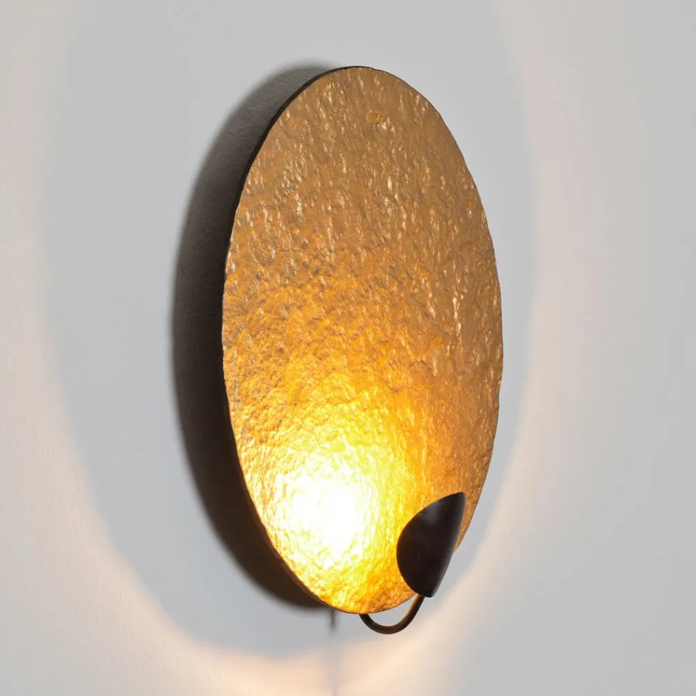 Holländer Væglamper>LED-væglampe Traversa, skinnende guld, Ø 35 cm