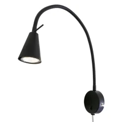 Briloner LED-væglampe Tusa, sort, metal, 45 cm, fleksibel arm