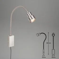 LED-væglampe Tusi med fleksibel arm, nikkel^Briloner Online