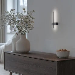 Milagro Lighting LED-væglampe Vision, højde 30 cm, metal, sort, 3.000 K