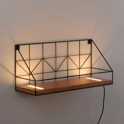 LED-væglystavle med træhylde, 45x15cm^JUST LIGHT. GmbH New