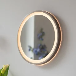 Paul Neuhaus Møbel Og Interiør>LED-vægspegel VIDRO, bronze, Ø 36 cm, powerbank, afbryder