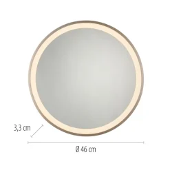 Paul Neuhaus LED-vægspegel VIDRO, bronze, Ø 46 cm, powerbank, afbryder