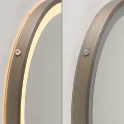 Paul Neuhaus LED-vægspegel VIDRO, bronze, Ø 46 cm, powerbank, afbryder