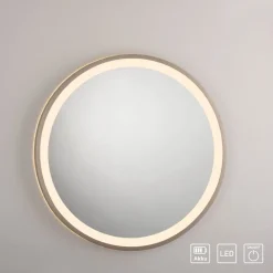 Paul Neuhaus LED-vægspegel VIDRO, bronze, Ø 46 cm, powerbank, afbryder