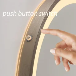 Paul Neuhaus LED-vægspegel VIDRO, bronze, Ø 46 cm, powerbank, afbryder