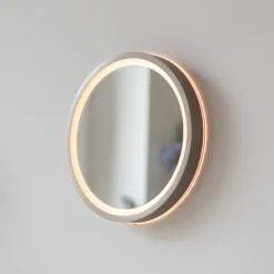 Paul Neuhaus Møbel Og Interiør>LED-vægspegel VIDRO, bronze, Ø 26 cm, powerbank, afbryder