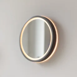 Paul Neuhaus Møbel Og Interiør>LED-vægspegel VIDRO, grå, Ø 26 cm, powerbank, afbryder