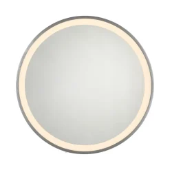 Paul Neuhaus LED-vægspejl VIDRO, grå, Ø 46 cm, powerbank, afbryder