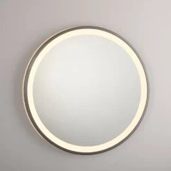 Paul Neuhaus LED-vægspejl VIDRO, grå, Ø 46 cm, powerbank, afbryder